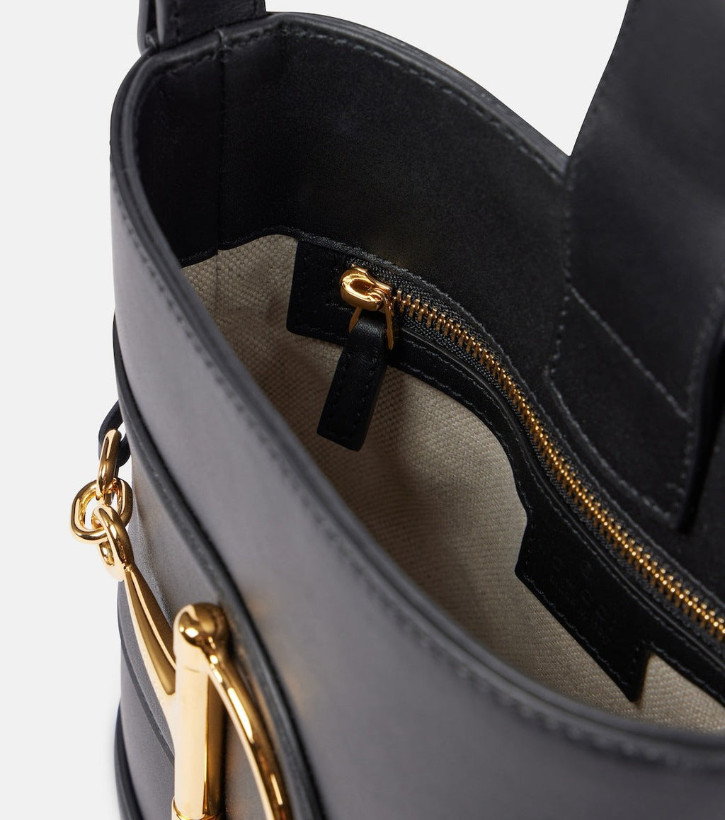 GUCCI small horsebit embellished leather bucket bag
