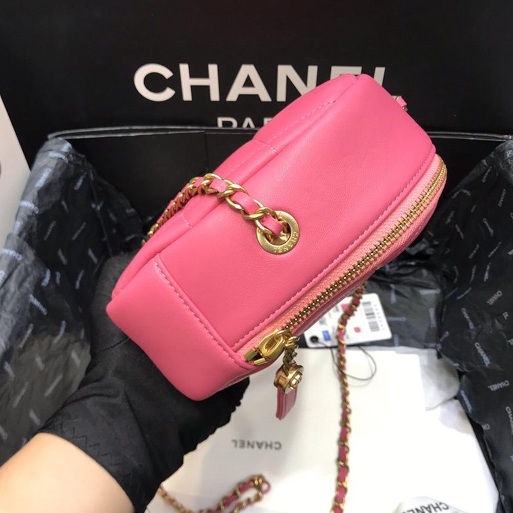 Chanel lambskin diamond cut Pink bag