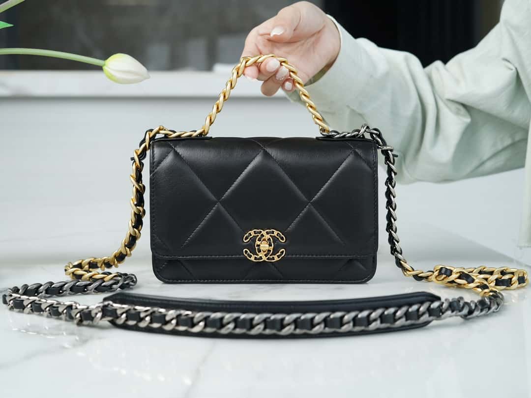 Chanel 19 WOC Wallet On Chain AP0957 BLACK Flap Bag