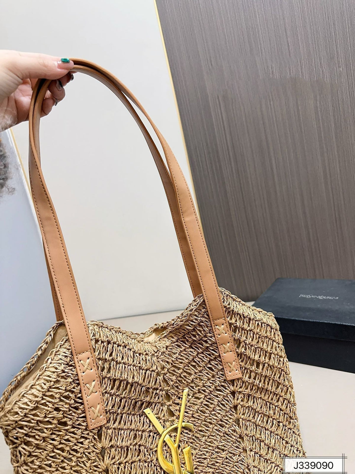 YSL SAINT LAURENT Vacation Casual Raffia Woven Tote Bag 35x32cm