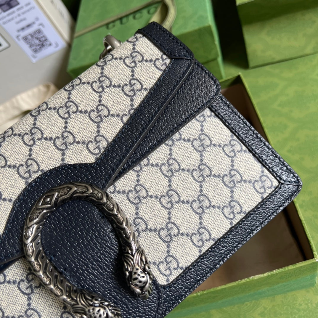 Gucci Dionysus GG Supreme Beige and Blue - 28x18x9cm