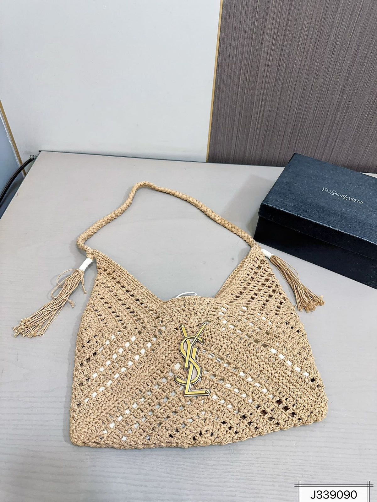 SAINT LAURENT YSL Raffia Tote Bag Beach Casual 37x22cm