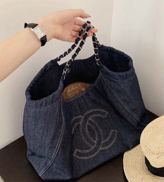 YSL Large Capacity Denim Tote Bag