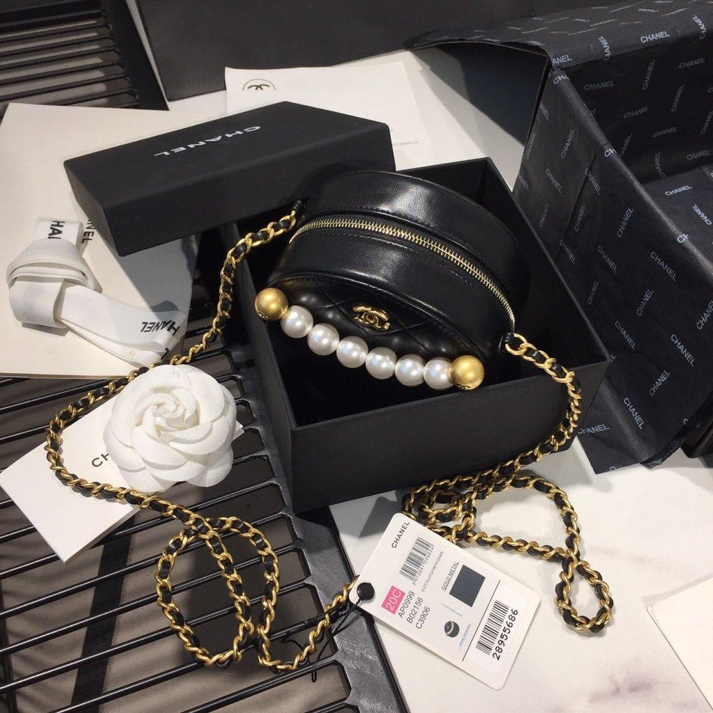 Chanel Pearl Round Clutch with Chain
