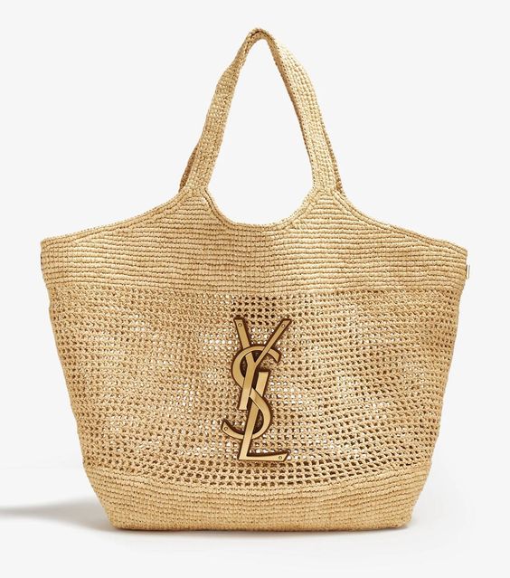 SAINT LAURENT YSL Raffia Icare Tote Bag