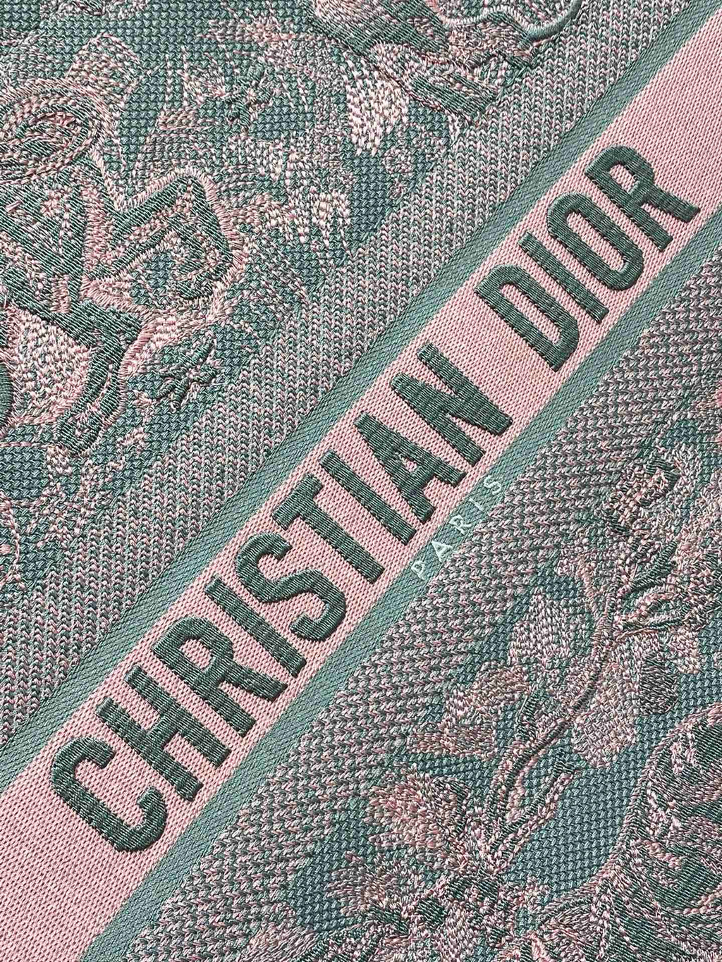 Dior Book Tote Large Gray and Pink Toile de Jouy Reverse Beverly Hills Embroidery - 42 x 35 x 18.5 cm