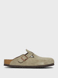 Boston Suede Narrow Soft Footbed Sandals in Taupe