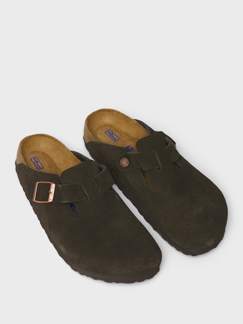 Boston Suede Narrow Soft Footbed Sandals in Mocha