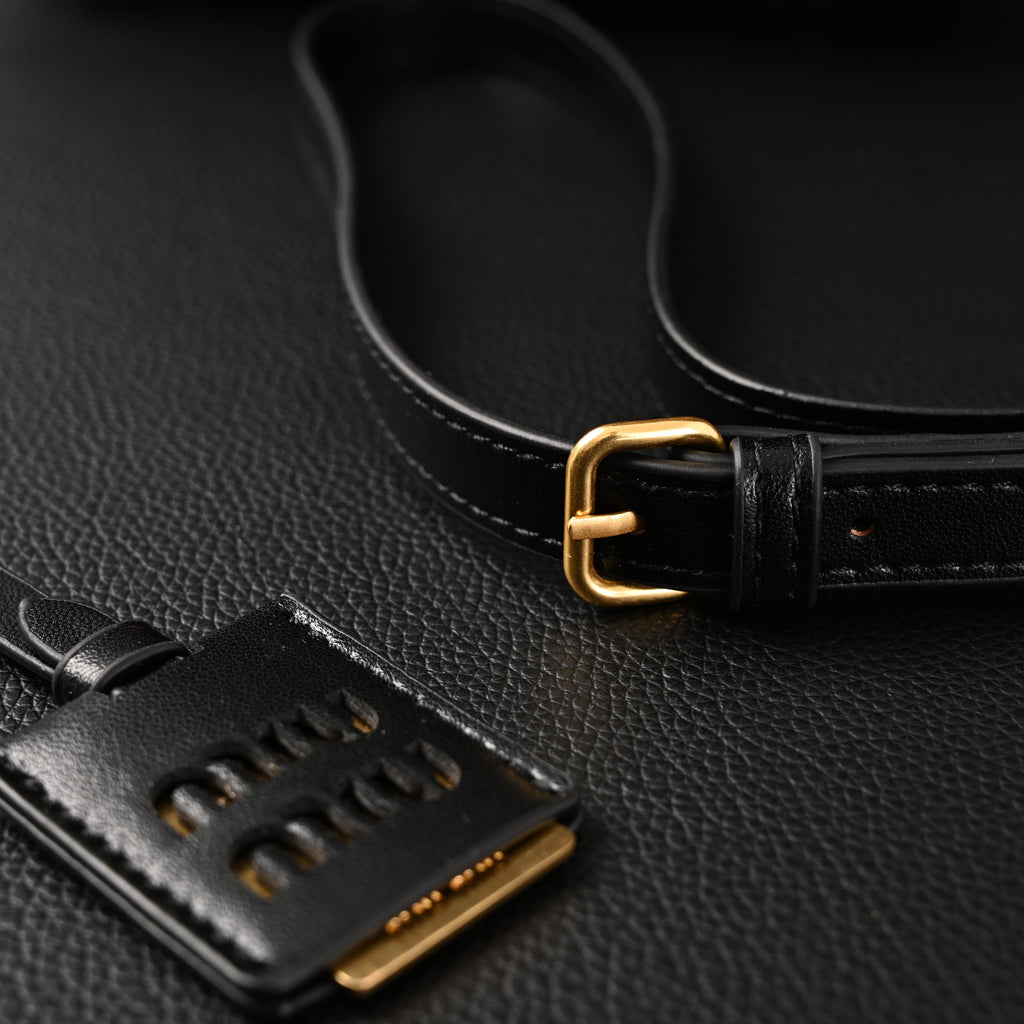 Miu Miu Black Matelassé Leather Top Handle Bag