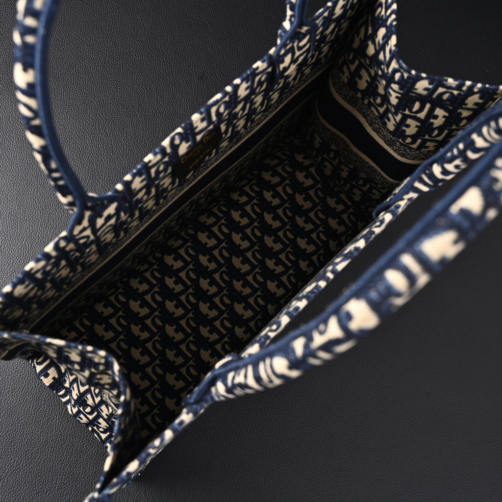 Christian Dior Large Book Tote – Blue Oblique Embroidery