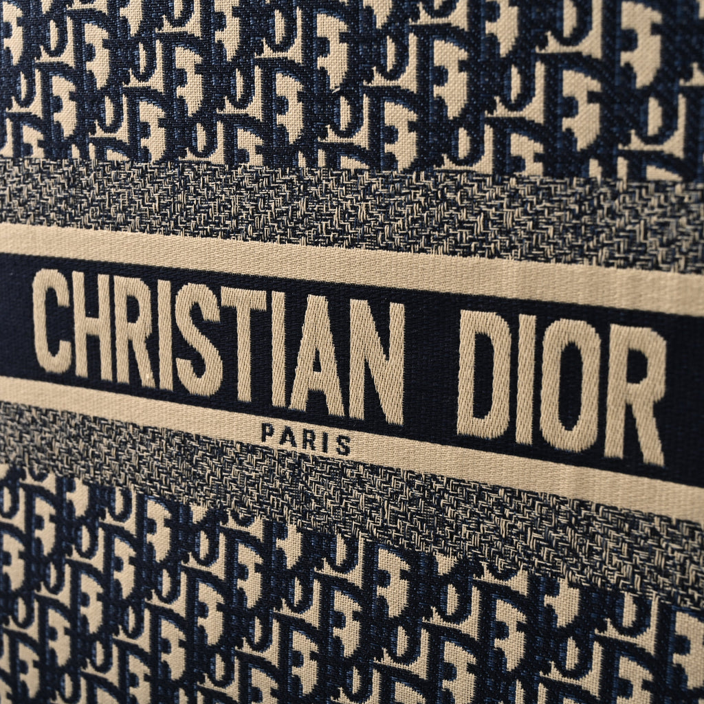 Christian Dior Large Book Tote – Blue Oblique Embroidery