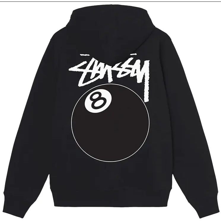 Stussy 8 Ball Zip Up Hooded Sweatshirt Black