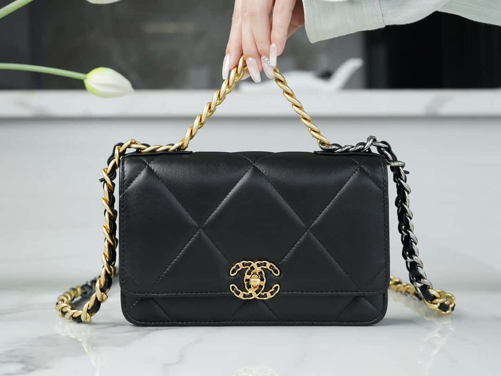 Chanel 19 WOC Wallet On Chain AP0957 BLACK Flap Bag