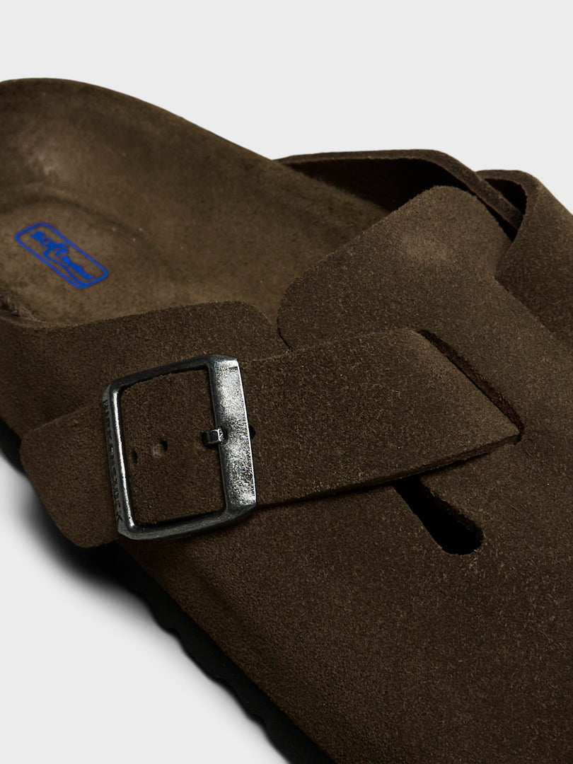 Boston Suede Narrow Soft Footbed Sandals in Carafe Tonal