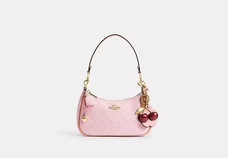 Pink Teri Shoulder Bag In Signature Canvas