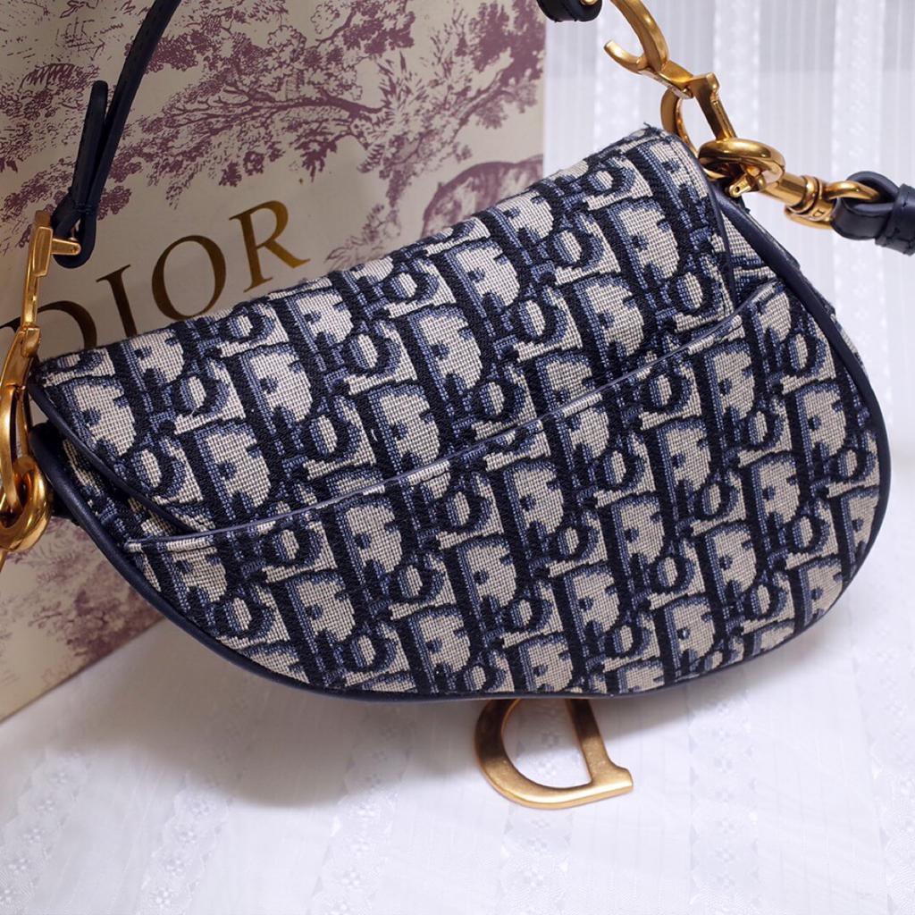 Dior Mini Saddle Bag Blue Oblique Jacquard