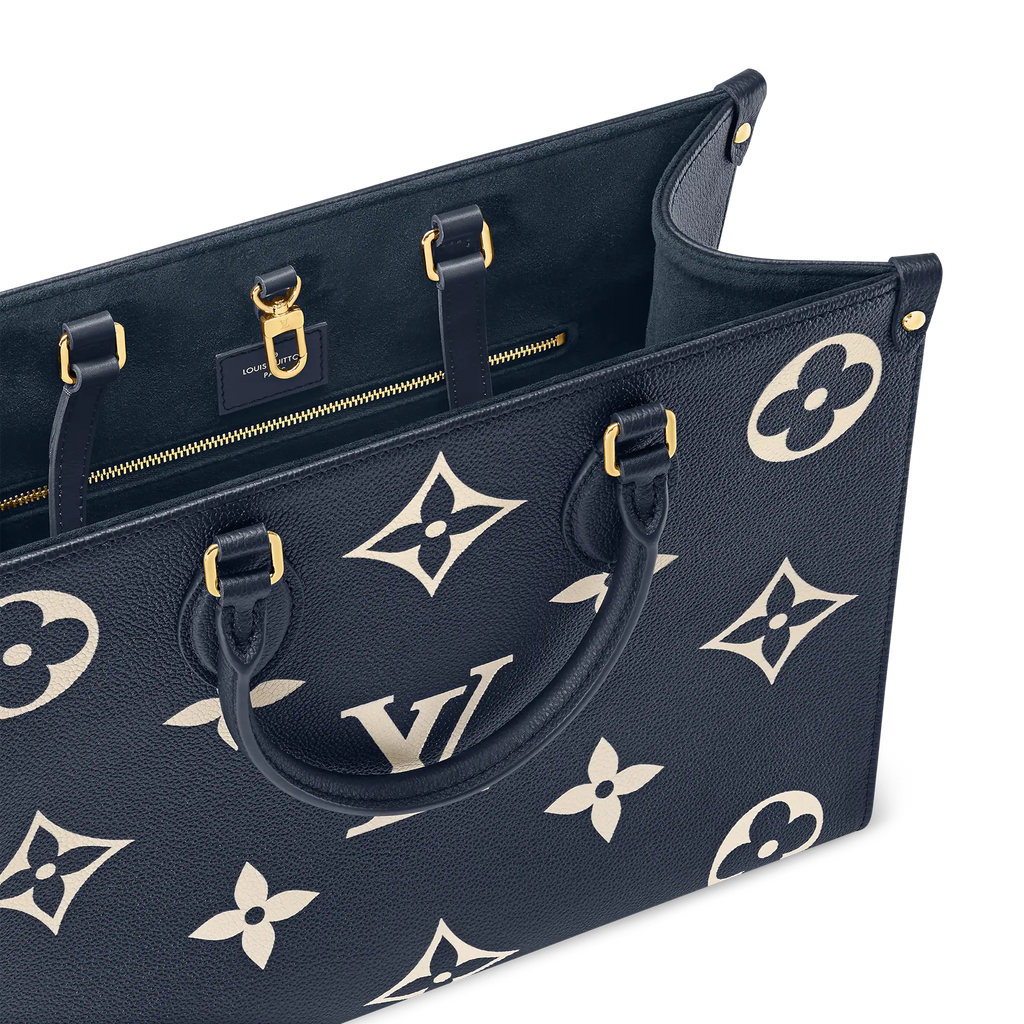 LV OnTheGo MM Navy Blue cream